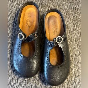 Naot Mika Rubber Mary Jane Mule Slide Shoes Rhinestone Buckle Women's Black Sz 9